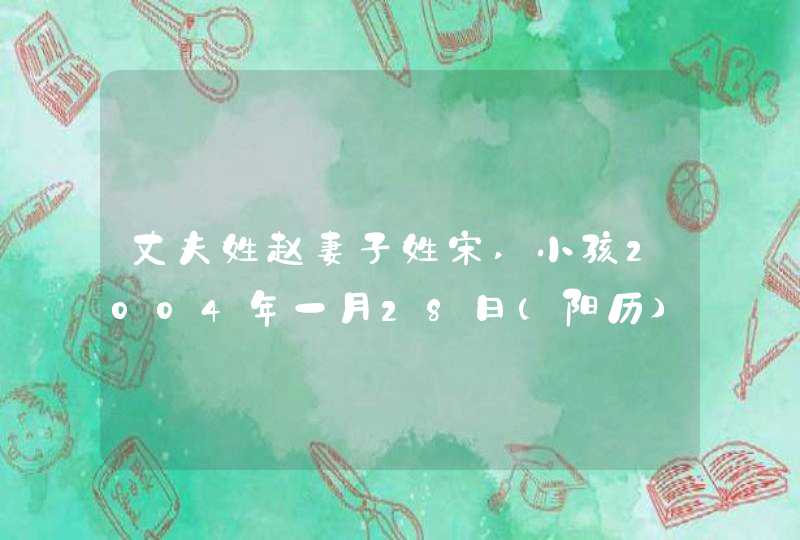 丈夫姓赵妻子姓宋,小孩2004年一月28日(阳历)13点55分出生,女,属猴,麻烦各位给取个好听且不俗气的名字,多谢,第1张