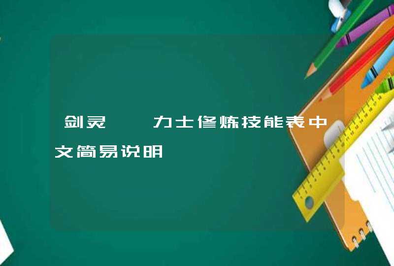 剑灵——力士修炼技能表中文简易说明,第1张