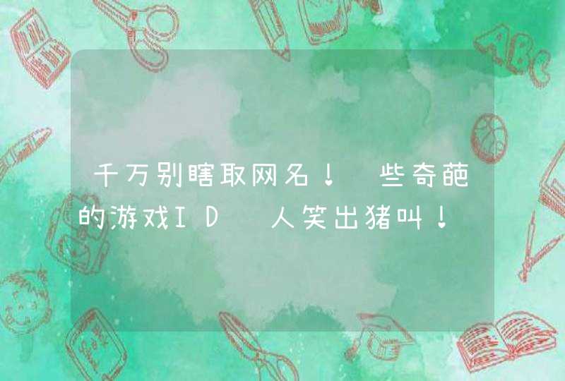 千万别瞎取网名！这些奇葩的游戏ID让人笑出猪叫！,第1张