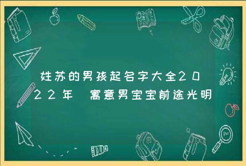 姓苏的男孩起名字大全2022年_寓意男宝宝前途光明,第1张