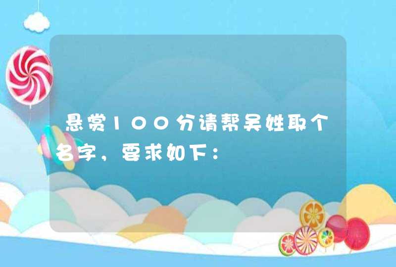 悬赏100分请帮吴姓取个名字，要求如下：,第1张