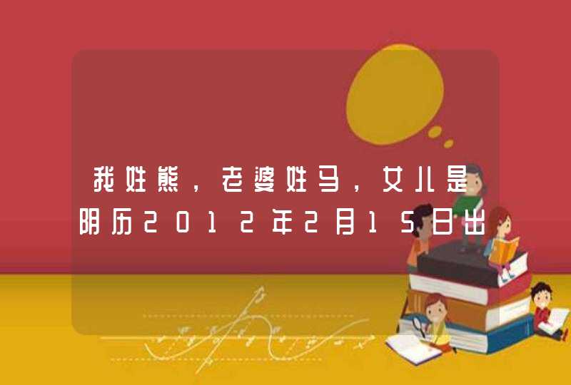 我姓熊，老婆姓马，女儿是阴历2012年2月15日出生，请帮忙起名字，配五行，代表聪明漂亮的意思，谢谢,第1张