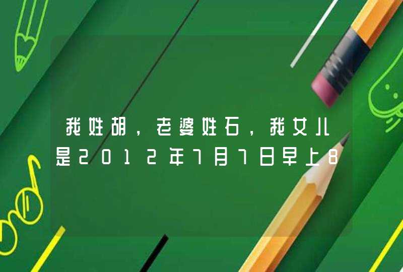 我姓胡，老婆姓石，我女儿是2012年7月7日早上8点15分岀生 该取个什么名字呢？,第1张