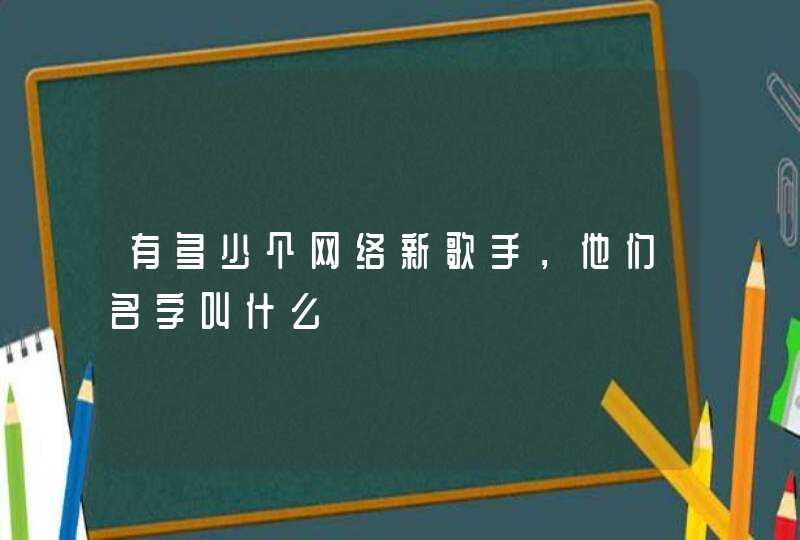 有多少个网络新歌手，他们名字叫什么,第1张