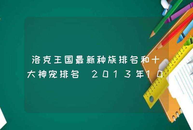 洛克王国最新种族排名和十大神宠排名（2013年10月27日的）是什么？,第1张