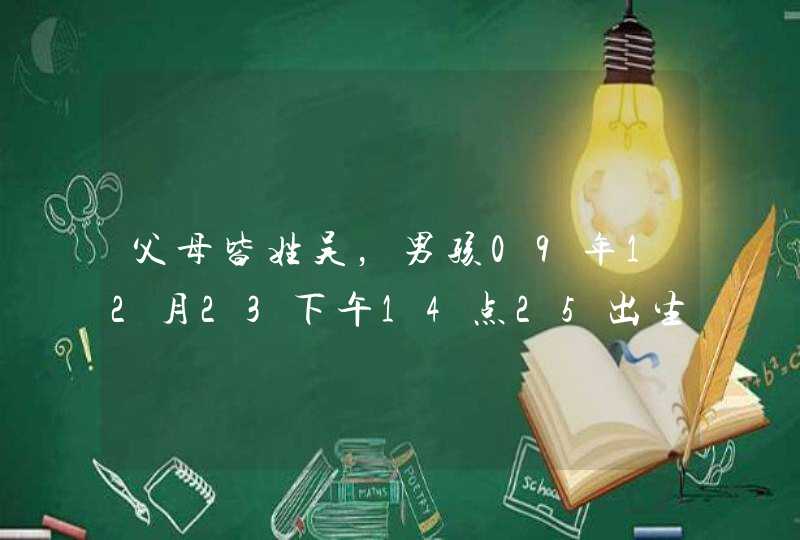 父母皆姓吴，男孩09年12月23下午14点25出生，五行缺金缺木，请求好名？谢谢！,第1张