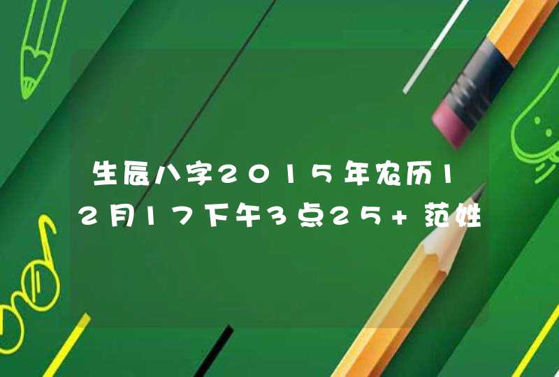 生辰八字2015年农历12月17下午3点25 范姓 女孩，取什么名字好？,第1张