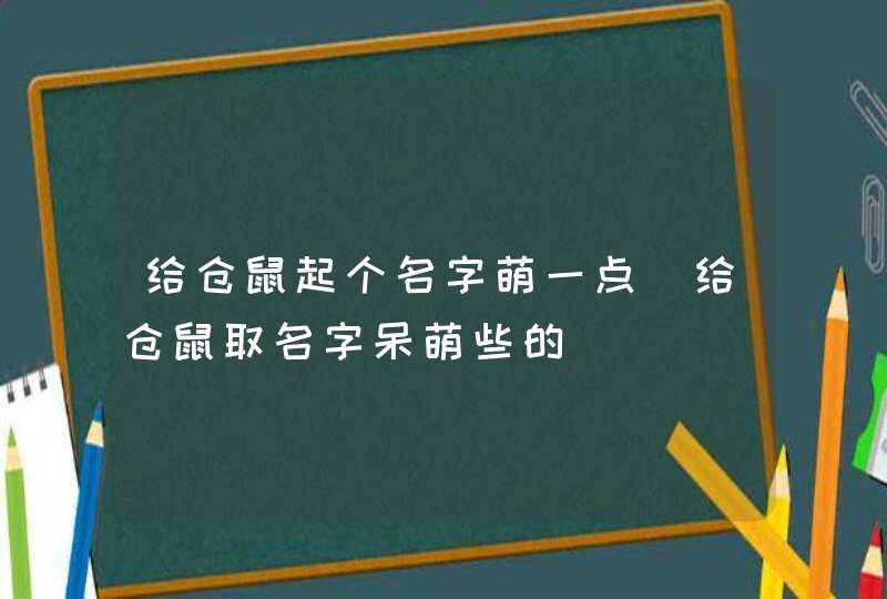 给仓鼠起个名字萌一点_给仓鼠取名字呆萌些的,第1张