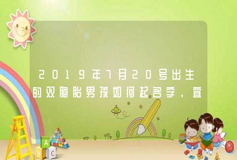 2019年7月20号出生的双胞胎男孩如何起名字，宜用什么字,第1张