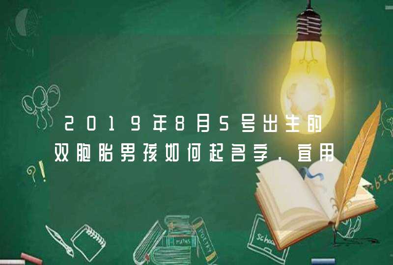 2019年8月5号出生的双胞胎男孩如何起名字，宜用什么字。,第1张